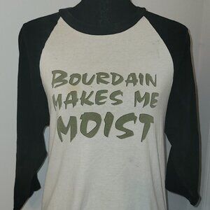 Anthony Bourdain 3/4 baseball t-shirt - Custom made, women's small